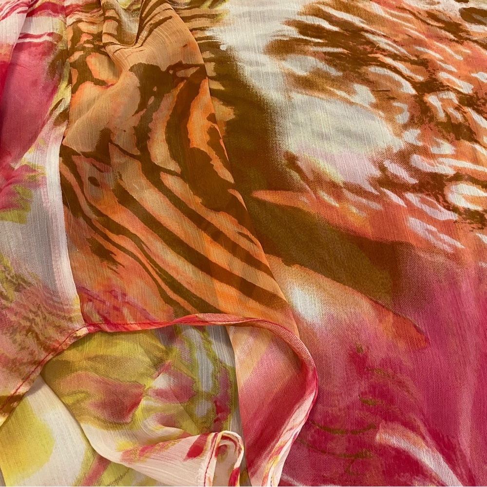 SOLD Pink Orange Animal Print Sheer Cover-Up Dress Size Small Medium - Picture 7 of 7